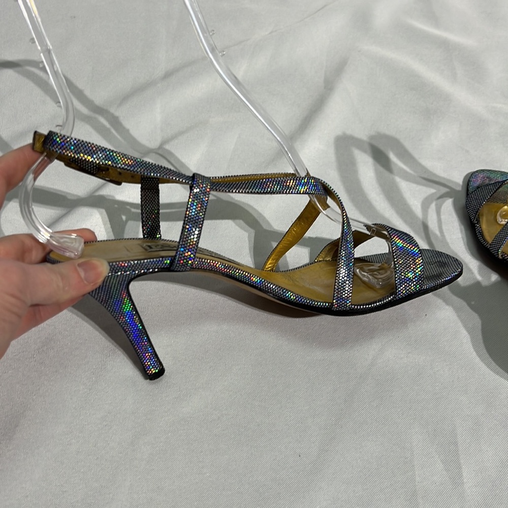 ESCADA Vintage Metallic Rainbow Strappy Heels - size 9B - Picture 13 of 13